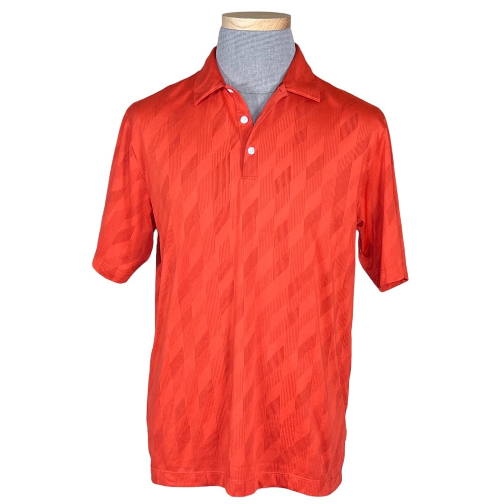 Nike Tiger Woods Collection Dri-Fit Golf Polo Orange With Geometric Prin…